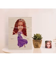 BK Gift Kişiye Özel Prenses Karikatürlü Otantik Masaüstü Ahşap Palet Çerçeve-3 (Beyaz)