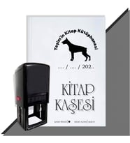 Kişiye Özel Köpek Silüet 12 Tarihli Otomatik Kitap Kaşesi (Siyah)