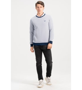 Erkek Bisiklet Yaka Lacivert Kazak Sweatshirt