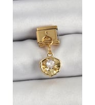 316L Çelik Sallantılı Zirkon Taşlı İstiridye Model Gold Renk Nomination Charm 5886