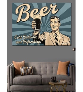 Vintage Pop Art Bira Reklamı Dekoratif Kanvas - Mdf Ahşap Tablo