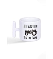 Life Is Better On The Farm Çiftçi Hediye Baskılı T Kulplu Latte Fincan Kupa Bardak