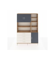 Arges Dolap 9 Raflı 4 Çekmeceli 3 Kapaklı 132x30x195 Çam-Antrasit/Aytaşı