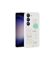 Samsung Galaxy S23 Uyumlu Kılıf Kabartma Figürlü Parlak Zore Toys Silikon Kapak (Beyaz)