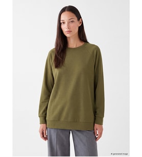 LC WAIKIKI Haki Soft Touch Oversize Kadın Sweatshirt