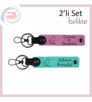 Patisiyle Gülümseten Dostuna, Tatlı Figürlü, Kişisel Yazılı Anahtarlık, Pembe-Turkuaz