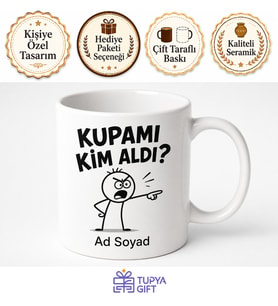 İsme Özel Kupamı Kim Aldı Yazılı Komik Ofis Kupa Bardak Hediye