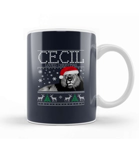 Cecil The Lion Cecil Loved Christmas Knit Kupa Bardak Porselen