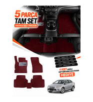 e-biz FORD FOCUS 3-SEDAN (2011-2014) Uyumlu EVA Oto Paspas Metal Topukluklu Havuzlu Bordo