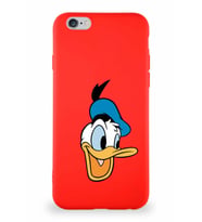 Apple iPhone 6 Soft Premier Kapak Donald Duck-A Tasarımlı Silikon Kılıf - Kırmızı (Şeffaf)