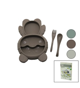 AYICIK MODEL=3 BÖLMELİ BEBEK BESLENME SETİ 3PCS=MAMA KABI-KAŞIK-ÇATAL 500ML RENKLİ PLST