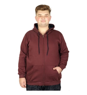 Mode XL Erkek Sweatshirt Kapşonlu Zippered Basic 20543 Mürdüm