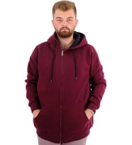 Mode XL Erkek Sweatshirt Kapşonlu Zippered Basic 20543 Mürdüm