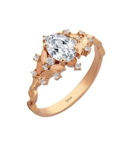 Pırlanta ve Oval Beyaz Topaz Heliora Yüzük 0747R0108