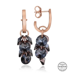 Swarovski Crystal Taşlı Gümüş Salkım Sallantılı Çivili Kadın Küpe