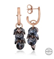 Swarovski Crystal Taşlı Gümüş Salkım Sallantılı Çivili Kadın Küpe