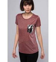 8060768 Simli Cebi Yıldız Pullu Kısa Kol T.Shirt BORDO