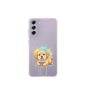 Samsung Galaxy S21 FE ile Uyumlu Splash Köpek Tasarımlı Şeffaf Silikon Kılıf