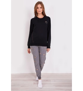 Arnetta 2180 Smile Siyah Kadın Uzun Kol Pijama Takım