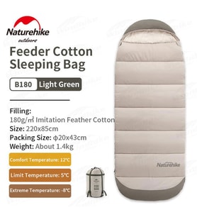 Naturehike Feeder B180 Cotton Uyku Tulumu -8°C Moss Green-Left