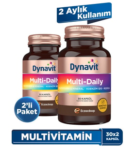 Dynavit Multi-Daily 30 Kapsül x2 - Multivitamin&Enerji - 13 Vitamin, 7 Mineral, Koenzim Q10, Rhodiola Ekstresi (Multi-Daily) Complex