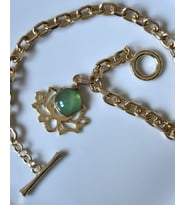 THİNBLACK KOLYE YEŞİL AQUA MARİNE  DOĞAL TAŞLI  LOTUS ÇİÇEĞİ  CHOKER KOLYE