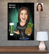 Kişiye Özel Karikatür Baskılı Ahşap Tablo Diyetisyen Kadın-1 30x40