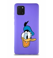 Samsung Galaxy A81 Soft Premier Kapak Donald Duck-A Tasarımlı Silikon Kılıf - Mor (Şeffaf)