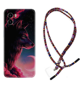 Vivo Y15S Y32 Y33S Y51 Y53S Kılıf Boyun Asklı Rasta Silikon Wolf and Moon 1380