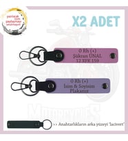 Motor Severlere Özel, İsim Plaka ve 0 Rh (+) Kan Grubu Yazılı x2'li Anahtarlık Takım, Mor-Pembe-Laci (Çok Renkli)
