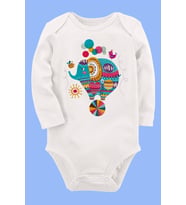 Organik Baskılı Pamuklu Unisex Bebek Body UZUNKOLE11