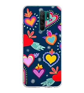 PrintiFy Xiaomi Redmi 9 ile Uyumlu 1mm Slim Fit Retro Renkler 3 Baskılı Şeffaf  Kılıf