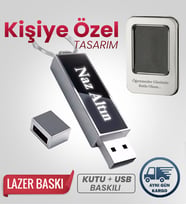 Kişiye Özel 32 GB Rubber Işıklı Usb Bellek Hediyelik Usb Flash Bellek Şık + Metal Kutulu
