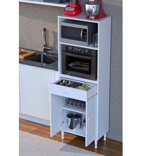 Eliusta Lunera G:60 cm Beyaz Mutfak Dolabı Çok Amaçlı Açık Bölmeli Fırın Mutfak Dolabı 60x163,4x32,5 cm