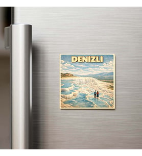 Denizli Şehri - Pop-Art Travel - 9x9 cm Buzdolap Magneti