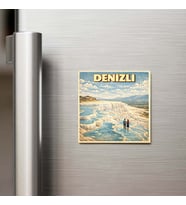 Denizli Şehri - Pop-Art Travel - 9x9 cm Buzdolap Magneti