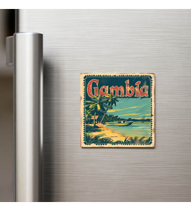 Gambiya Gambia - Posta Pulu Temalı Ülke - Baskılı Buzdolap Magneti Kare - 9x9 cm