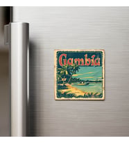 Gambiya Gambia - Posta Pulu Temalı Ülke - Baskılı Buzdolap Magneti Kare - 9x9 cm