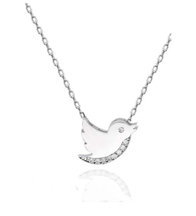 KUŞ 925 AYAR SWAROVSKİ TAŞLI KOLYE