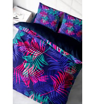 Lastikli Çarşaflı %100 Pamuk Saten Çift Kişilik Nevresim Takımı Palm Color