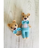 Zeze Ayıcık ve Çıngırak Takım Amigurumi Organik Oyuncak