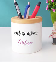 Kişiye Özel Cat Mom Kalemlik Kedi Annesi -2- (Beyaz)