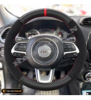 Fiat 500X Dikme Direksiyon Kılıfı Alcantara Süet Mat Karbon Kırmızı Yüzük ve Dikiş 334-Popstar-Cross-Cross Plus 2014-2022