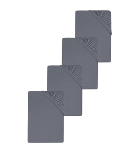 4 Adet Düz Pamuklu Tek Kişilik 120 x 200 x 30 cm Lastikli Penye Çarşaf (Antrasit)