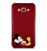 Samsung Galaxy J7 Soft Premier Kapak Mickey Mouse-F Tasarımlı Silikon Kılıf - Mürdüm (Şeffaf)