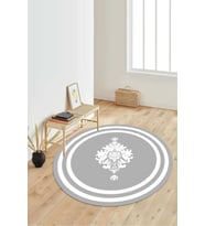 Dijital Baskılı Kaymaz Taban Yıkanabilir Yuvarlak Salon Halısı Koridor Halısı Paspas NDY-HT-814 (Gri)