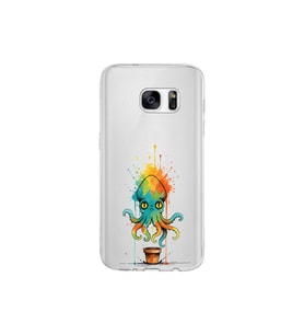Samsung Galaxy S7 ile uyumlu Splash ahtapot tasarımlı şeffaf silikon kılıf