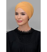 Hardal Pratik Hazır Geçmeli Tesettür Bone Sandy Kumaş Çapraz Büzgülü 1801_43