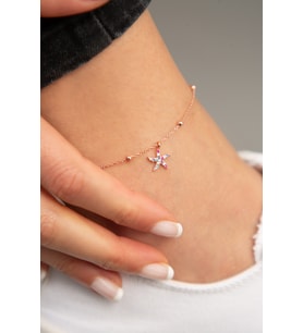 Elika Silver Kadın Rose Kaplama Deniz Yıldızı Model 925 Ayar Gümüş Halhal