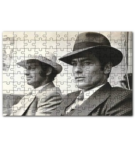 Cakapuzzle Jean Paul Belmondo Alain Delon Siyah Beyaz Puzzle Yapboz MDF (Ahşap) (120 Parça)